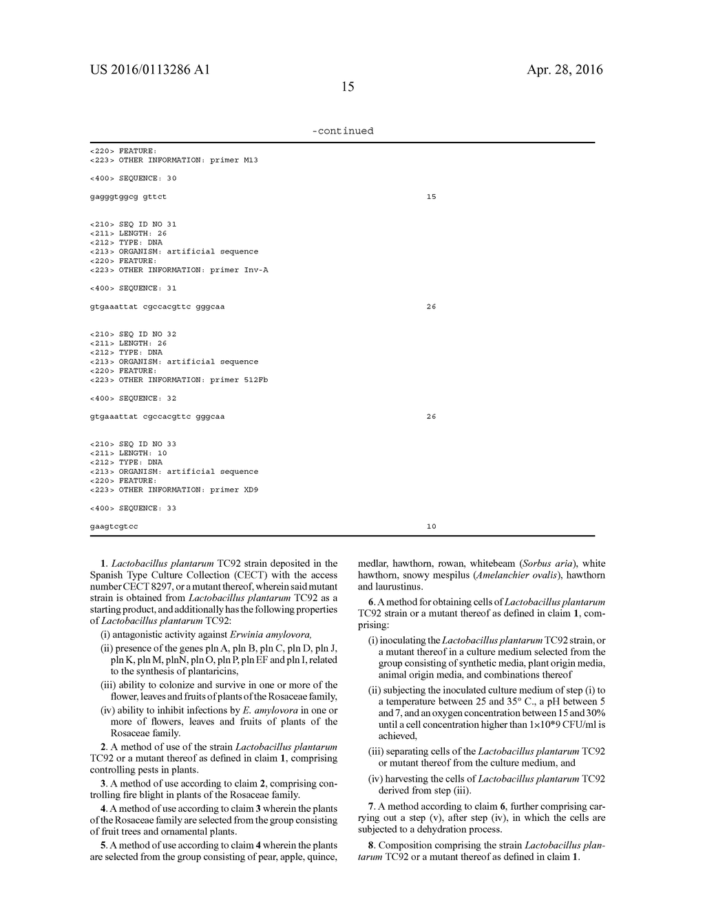 LACTOBACILLUS PLANTARUM STRAIN FOR THE CONTROL OF FIRE BLIGHT - diagram, schematic, and image 24