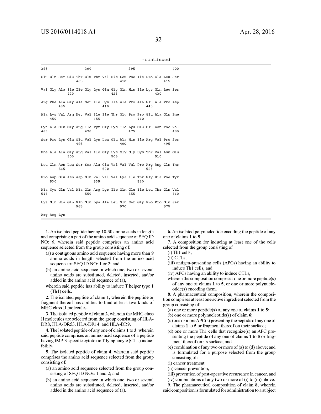 IMP-3 EPITOPE PEPTIDES FOR TH1 CELLS AND VACCINES CONTAINING THE SAME - diagram, schematic, and image 40