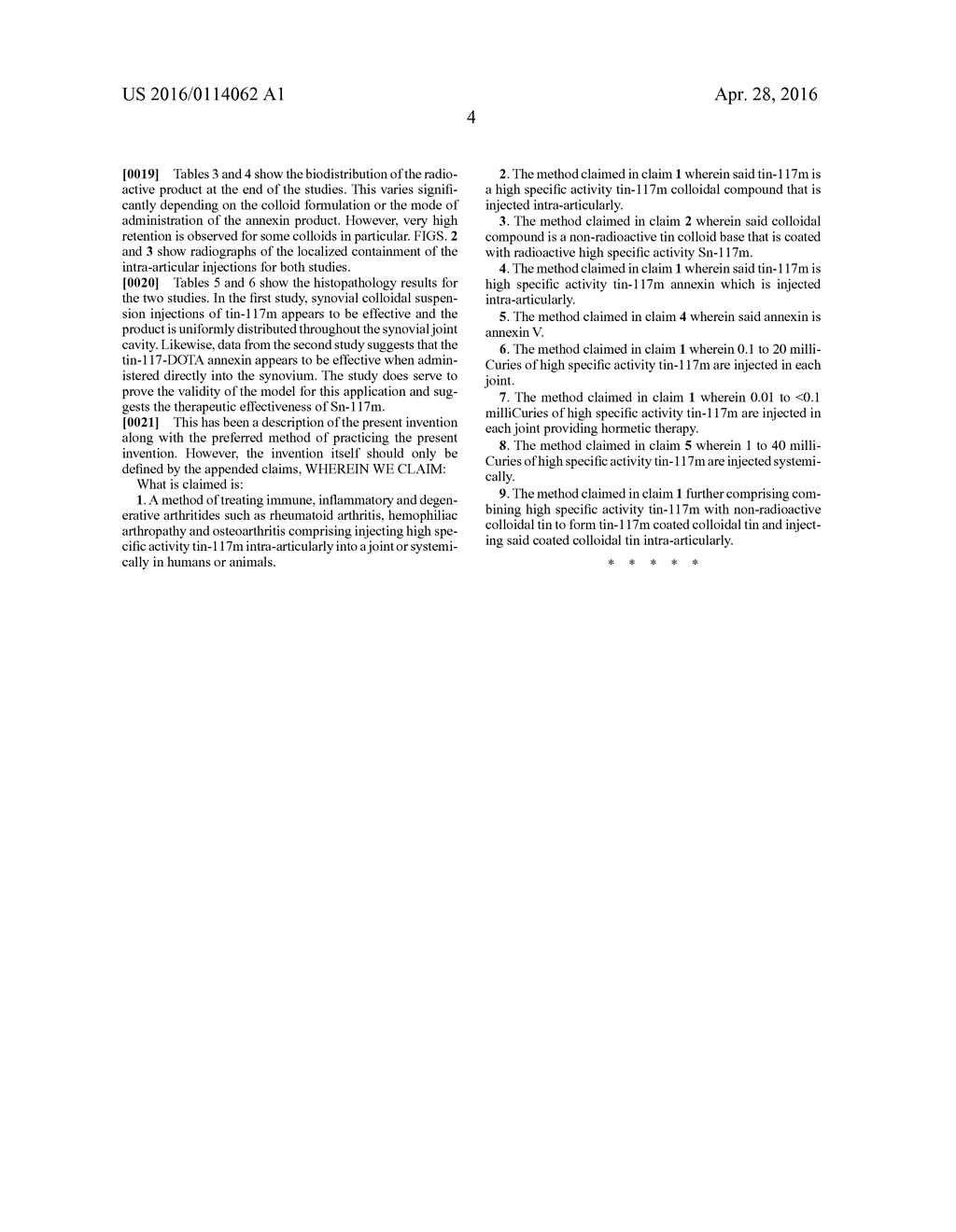 TREATMENT OF IMMUNE, INFLAMMATORY AND DEGENERATIVE ARTHRITIDES WITH     TIN-117m - diagram, schematic, and image 08