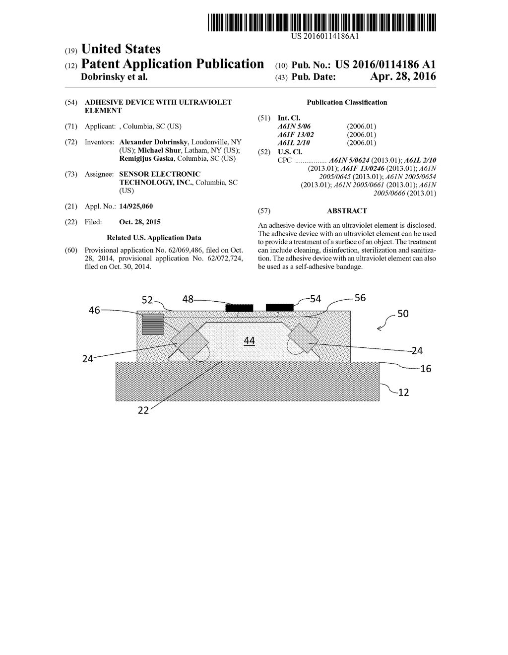 Adhesive Device with Ultraviolet Element - diagram, schematic, and image 01