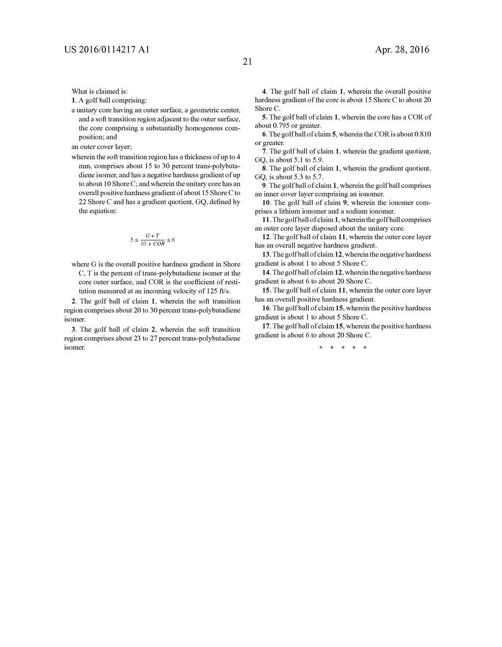 GOLF BALL SINGLE LAYER CORE HAVING A GRADIENT QUOTIENT - diagram, schematic, and image 25