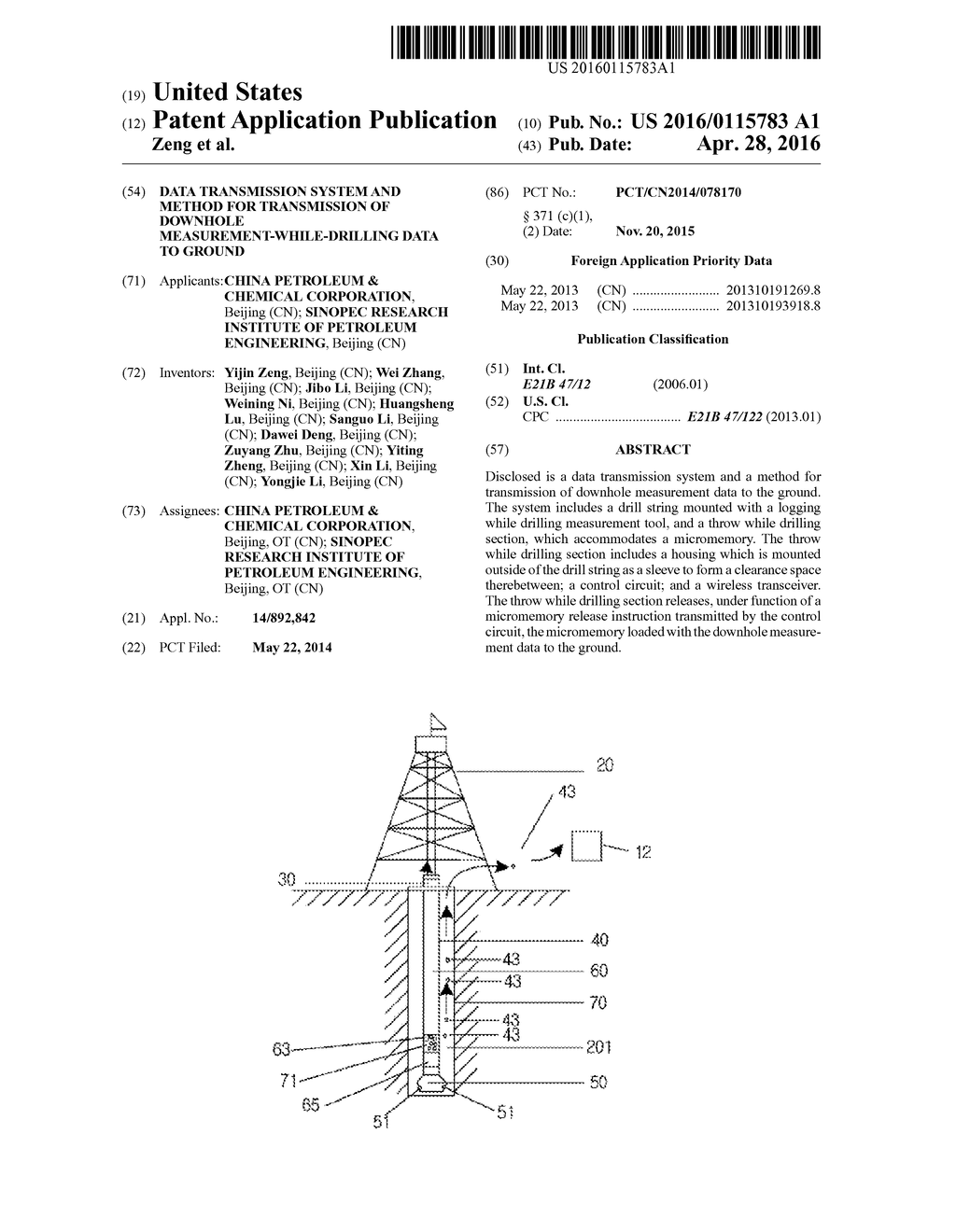 Data Transmission System and Method for Transmission of Downhole     Measurement-While-Drilling Data to Ground - diagram, schematic, and image 01