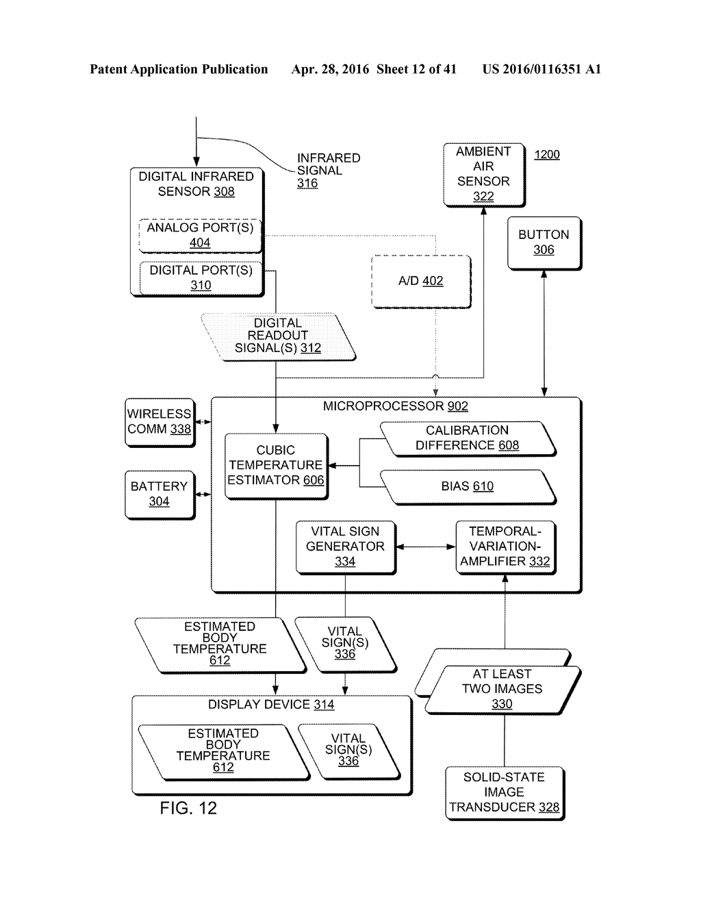 Hand-Held Medical-Data Capture-Device Having Determination of a     Temperature by a Microprocessor From a Signal From  a Digital Infrared     Sensor and Having Interoperation with Electronic Medical Record Systems     to Transmit the Temperature and Device Information - diagram, schematic, and image 13