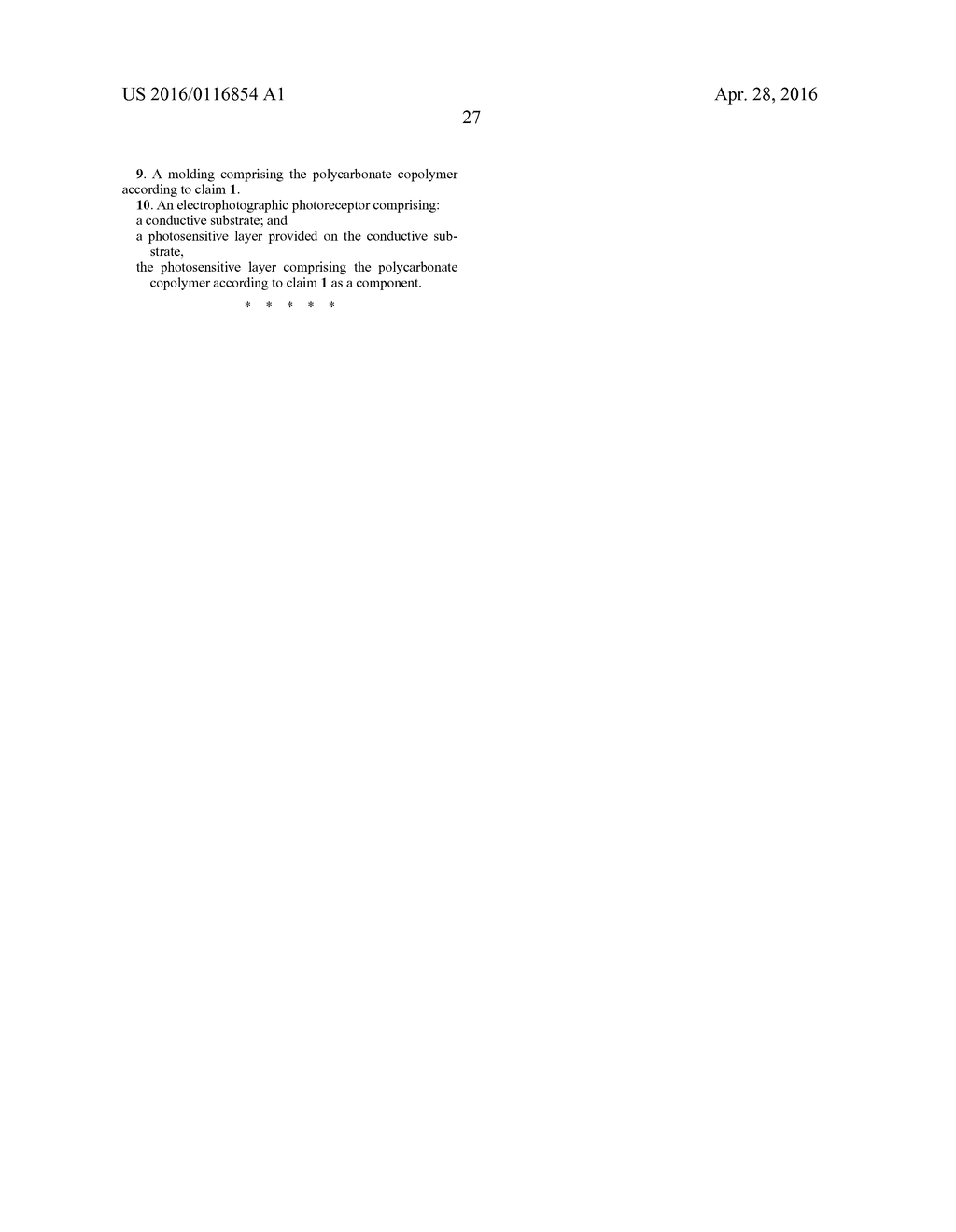 POLYCARBONATE COPOLYMER, COATING LIQUID USING SAME, MOLDED BODY, AND     ELECTROPHOTOGRAPHIC PHOTOSENSITIVE BODY - diagram, schematic, and image 28