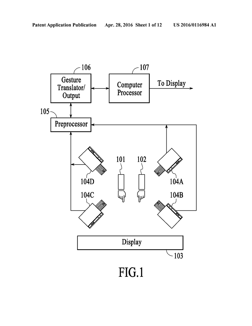 GESTURE BASED CONTROL USING THREE-DIMENSIONAL INFORMATION EXTRACTED OVER     AN EXTENDED DEPTH OF FIELD - diagram, schematic, and image 02