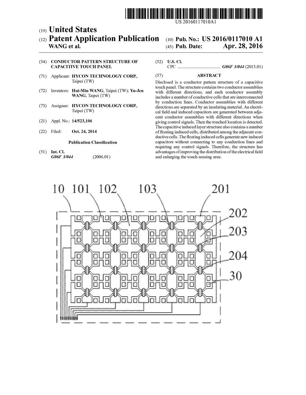 CONDUCTOR PATTERN STRUCTURE OF CAPACITIVE TOUCH PANEL - diagram, schematic, and image 01