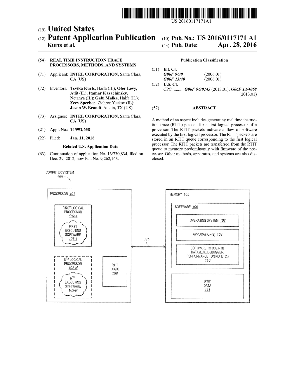 REAL TIME INSTRUCTION TRACE PROCESSORS, METHODS, AND SYSTEMS - diagram, schematic, and image 01