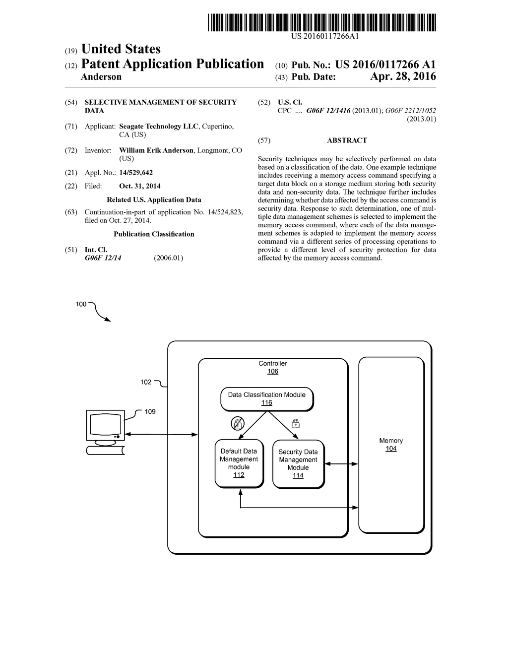 SELECTIVE MANAGEMENT OF SECURITY DATA - diagram, schematic, and image 01