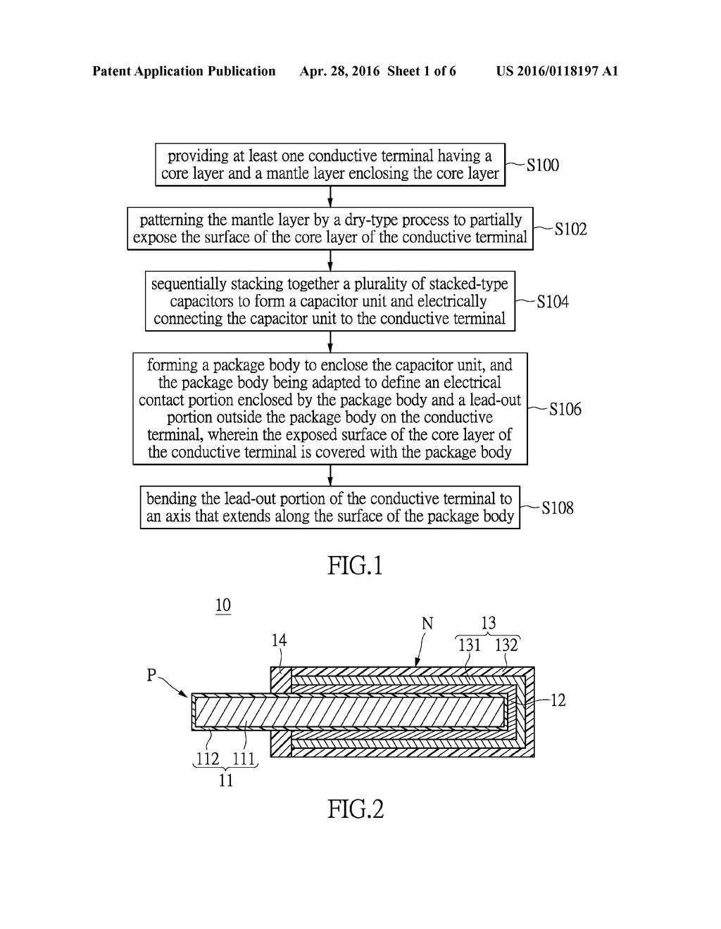 METHOD FOR MAKING SOLID ELECTROLYTIC CAPACITOR PACKAGE STRUCTURE WITH     IMPROVED CONDUCTIVE TERMINALS - diagram, schematic, and image 02