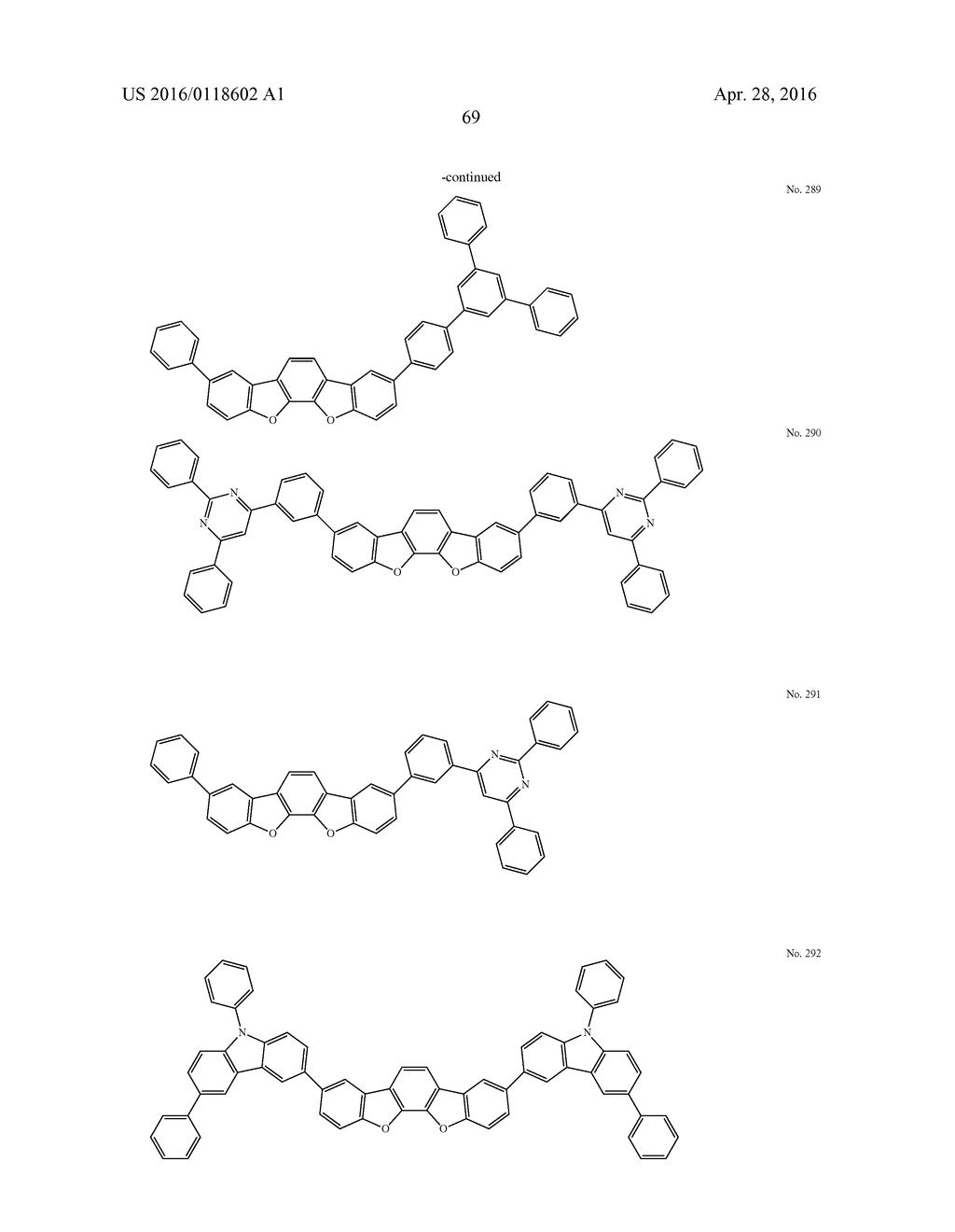 MATERIAL FOR ORGANIC ELECTROLUMINESCENCE DEVICE AND ORGANIC     ELECTROLUMINESCENCE DEVICE USING THE SAME - diagram, schematic, and image 70