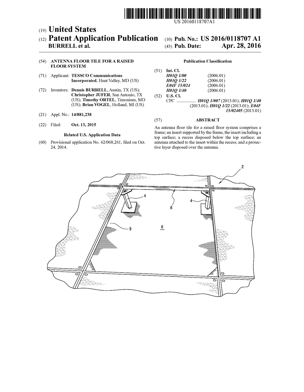 ANTENNA FLOOR TILE FOR A RAISED FLOOR SYSTEM - diagram, schematic, and image 01