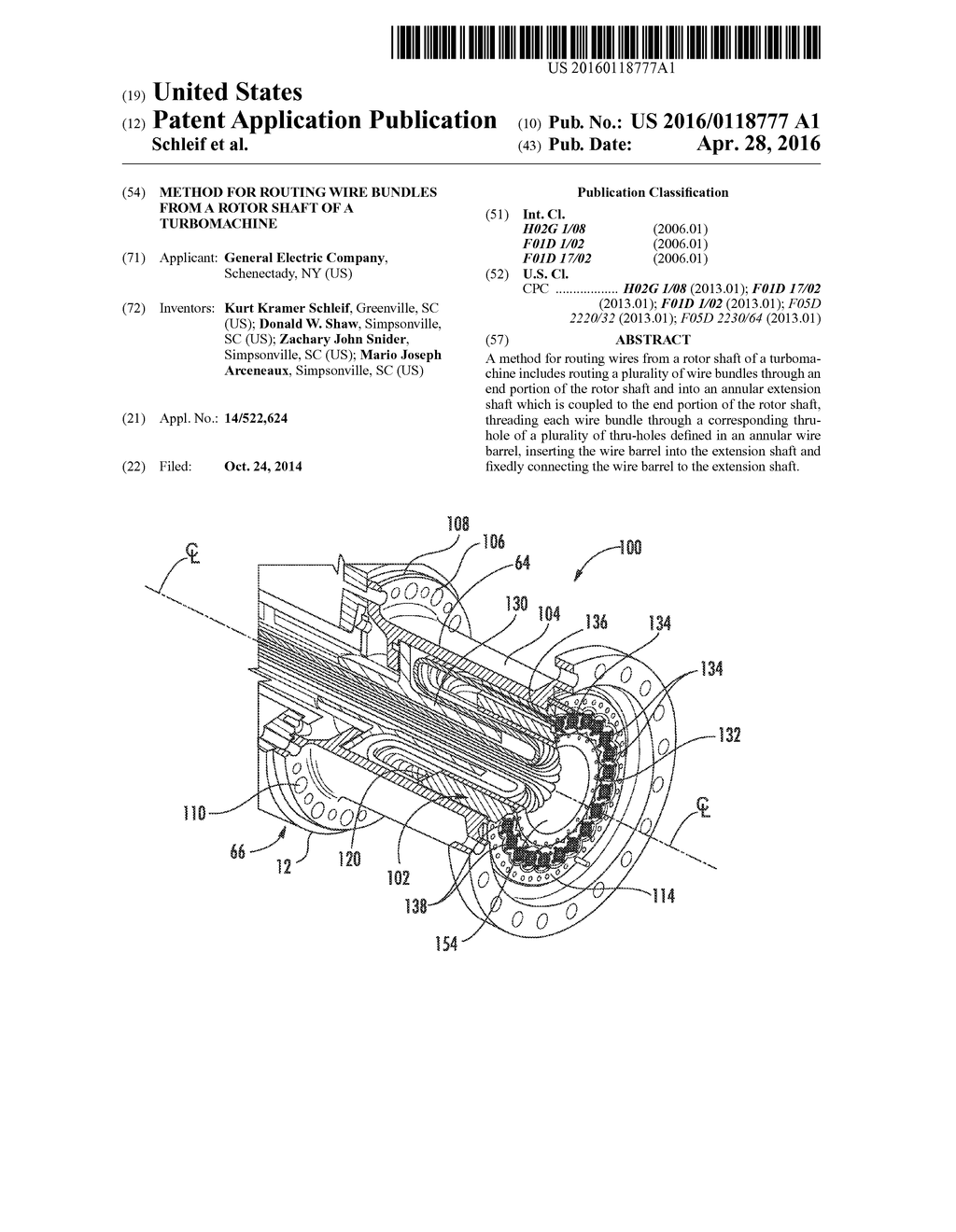 METHOD FOR ROUTING WIRE BUNDLES FROM A ROTOR SHAFT OF A TURBOMACHINE - diagram, schematic, and image 01