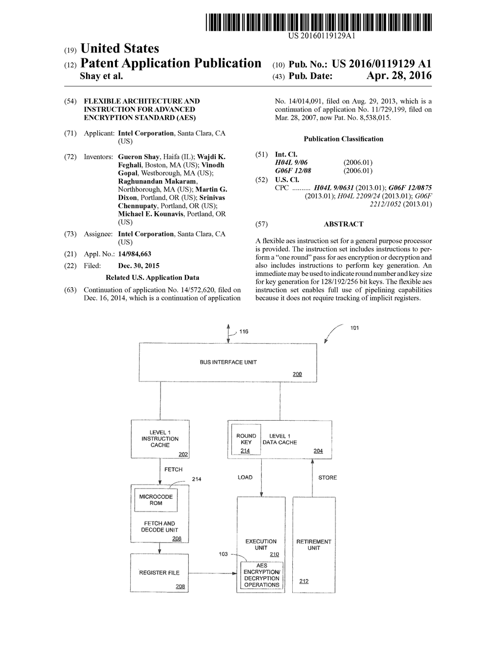 FLEXIBLE ARCHITECTURE AND INSTRUCTION FOR ADVANCED ENCRYPTION STANDARD     (AES) - diagram, schematic, and image 01