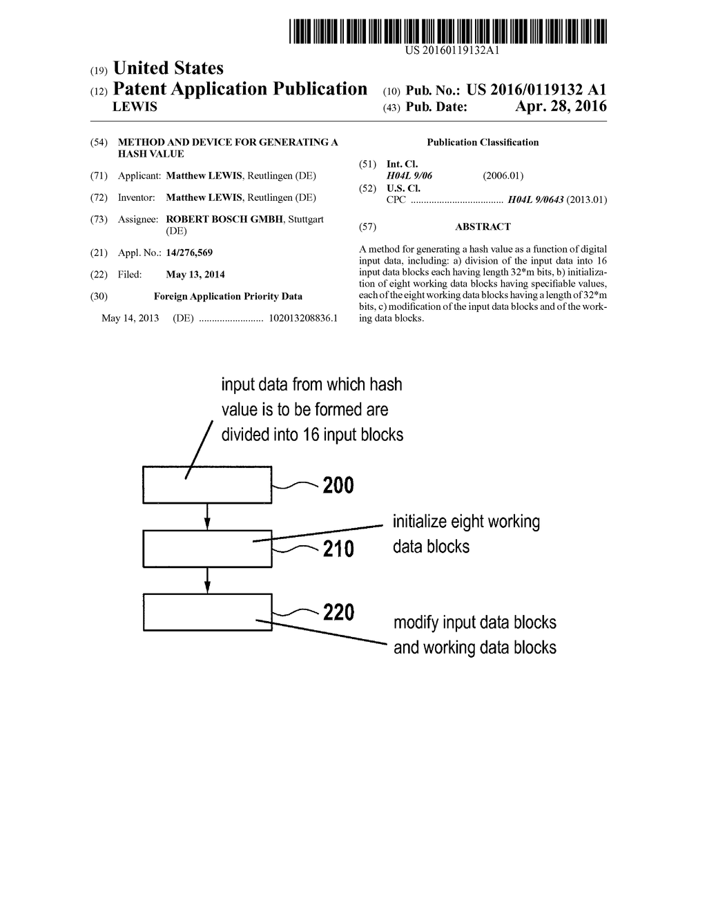 METHOD AND DEVICE FOR GENERATING A HASH VALUE - diagram, schematic, and image 01