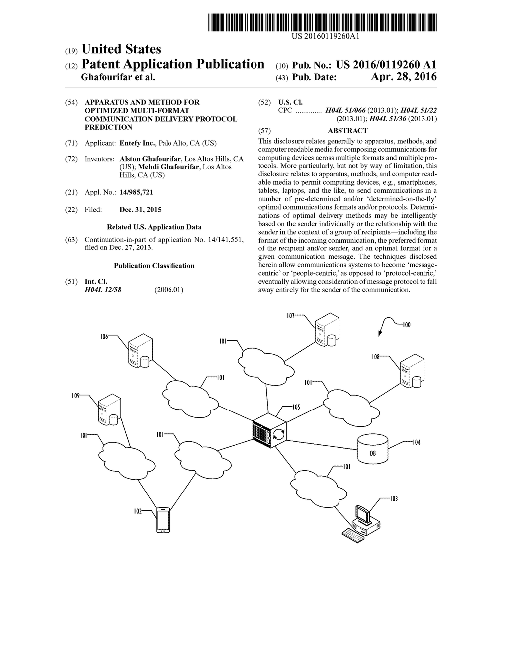 APPARATUS AND METHOD FOR OPTIMIZED MULTI-FORMAT COMMUNICATION DELIVERY     PROTOCOL PREDICTION - diagram, schematic, and image 01