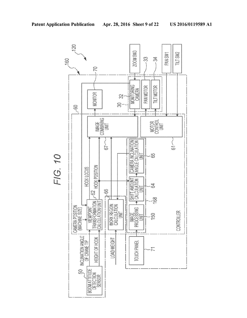 CAMERA ATTITUDE DETECTION DEVICE AND WORK REGION LINE DISPLAY DEVICE - diagram, schematic, and image 10