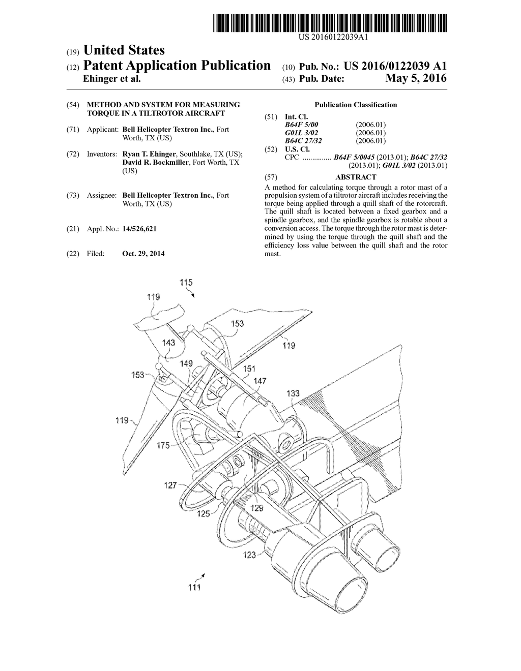 METHOD AND SYSTEM FOR MEASURING TORQUE IN A TILTROTOR AIRCRAFT - diagram, schematic, and image 01