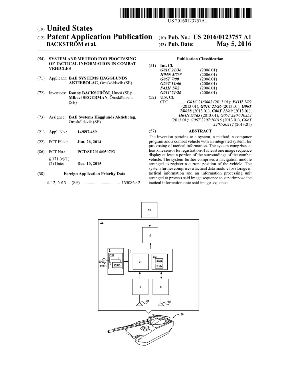 SYSTEM AND METHOD FOR PROCESSING OF TACTICAL INFORMATION IN COMBAT     VEHICLES - diagram, schematic, and image 01