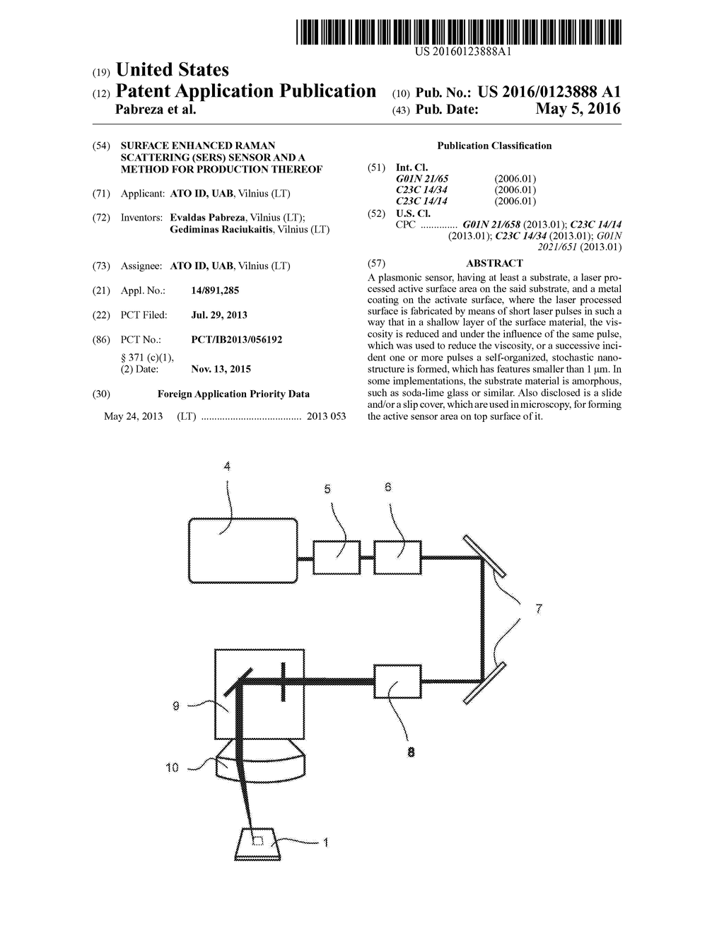 SURFACE ENHANCED RAMAN SCATTERING (SERS) SENSOR AND A METHOD FOR     PRODUCTION THEREOF - diagram, schematic, and image 01