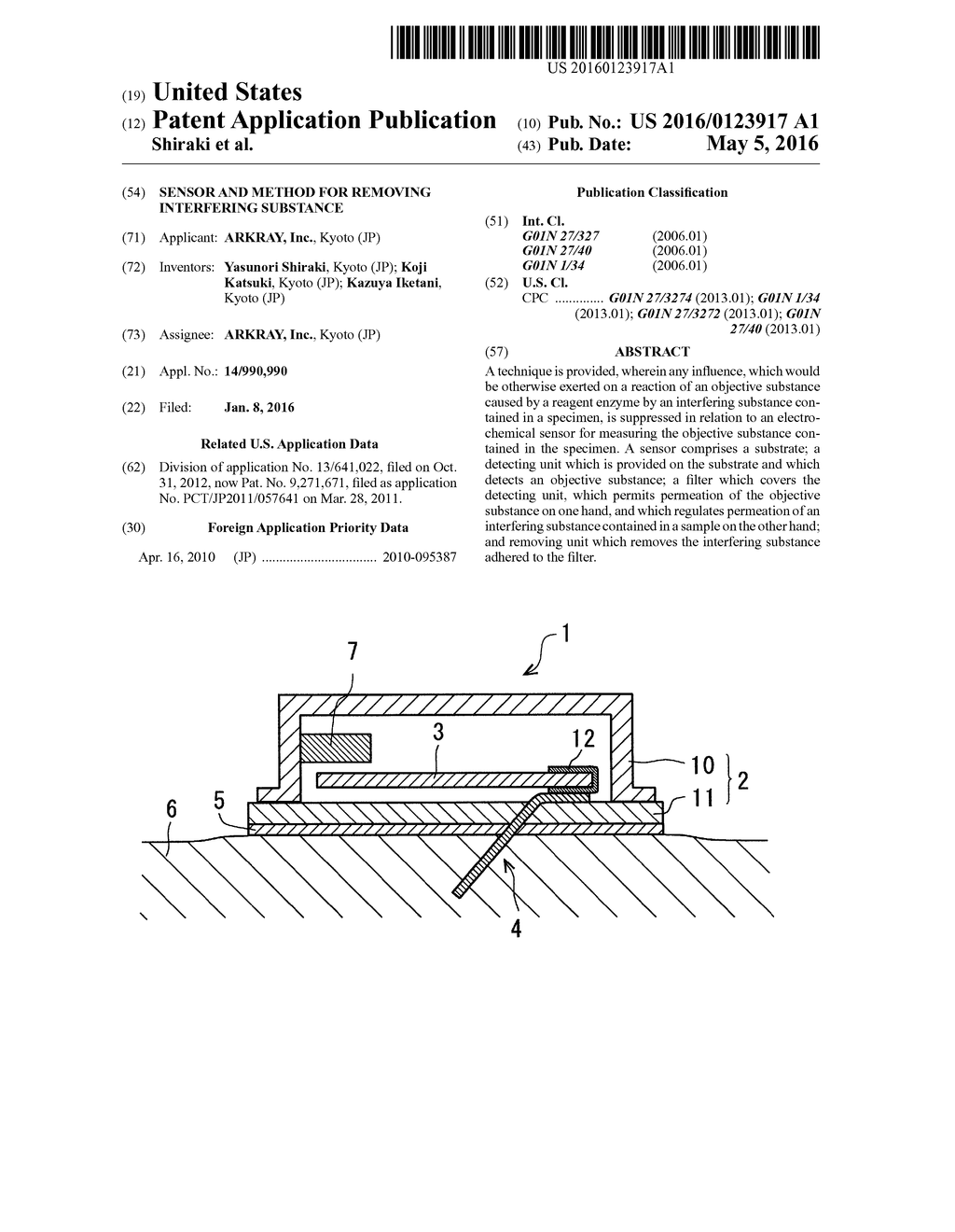 Sensor and Method for Removing Interfering Substance - diagram, schematic, and image 01