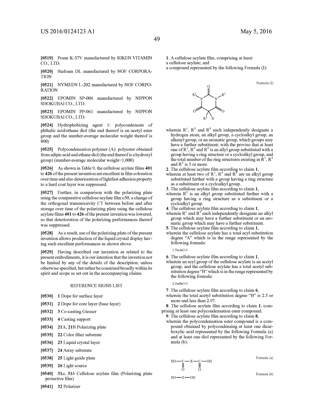 CELLULOSE ACYLATE FILM, POLARIZING PLATE, AND LIQUID CRYSTAL DISPLAY USING     THE SAME - diagram, schematic, and image 51