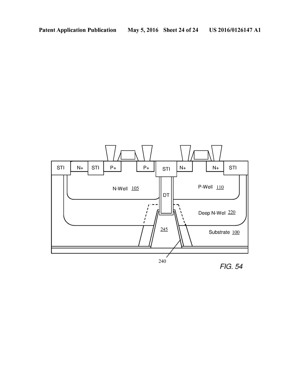 STRUCTURE AND METHOD OF LATCHUP ROBUSTNESS WITH PLACEMENT OF THROUGH WAFER     VIA WITHIN CMOS CIRCUITRY - diagram, schematic, and image 25