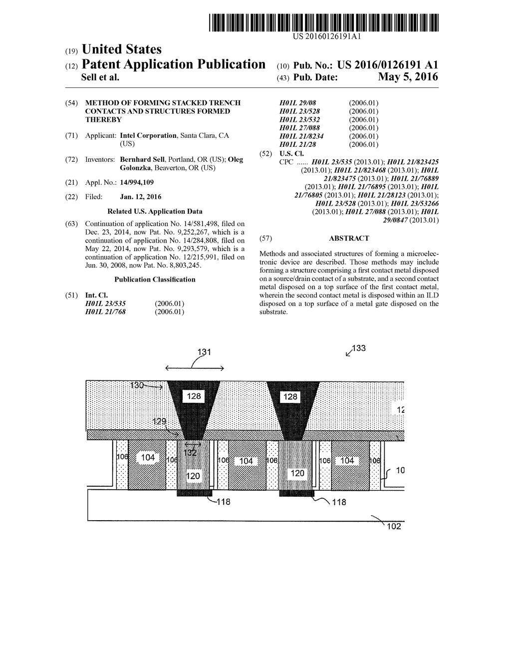 METHOD OF FORMING STACKED TRENCH CONTACTS AND STRUCTURES FORMED THEREBY - diagram, schematic, and image 01