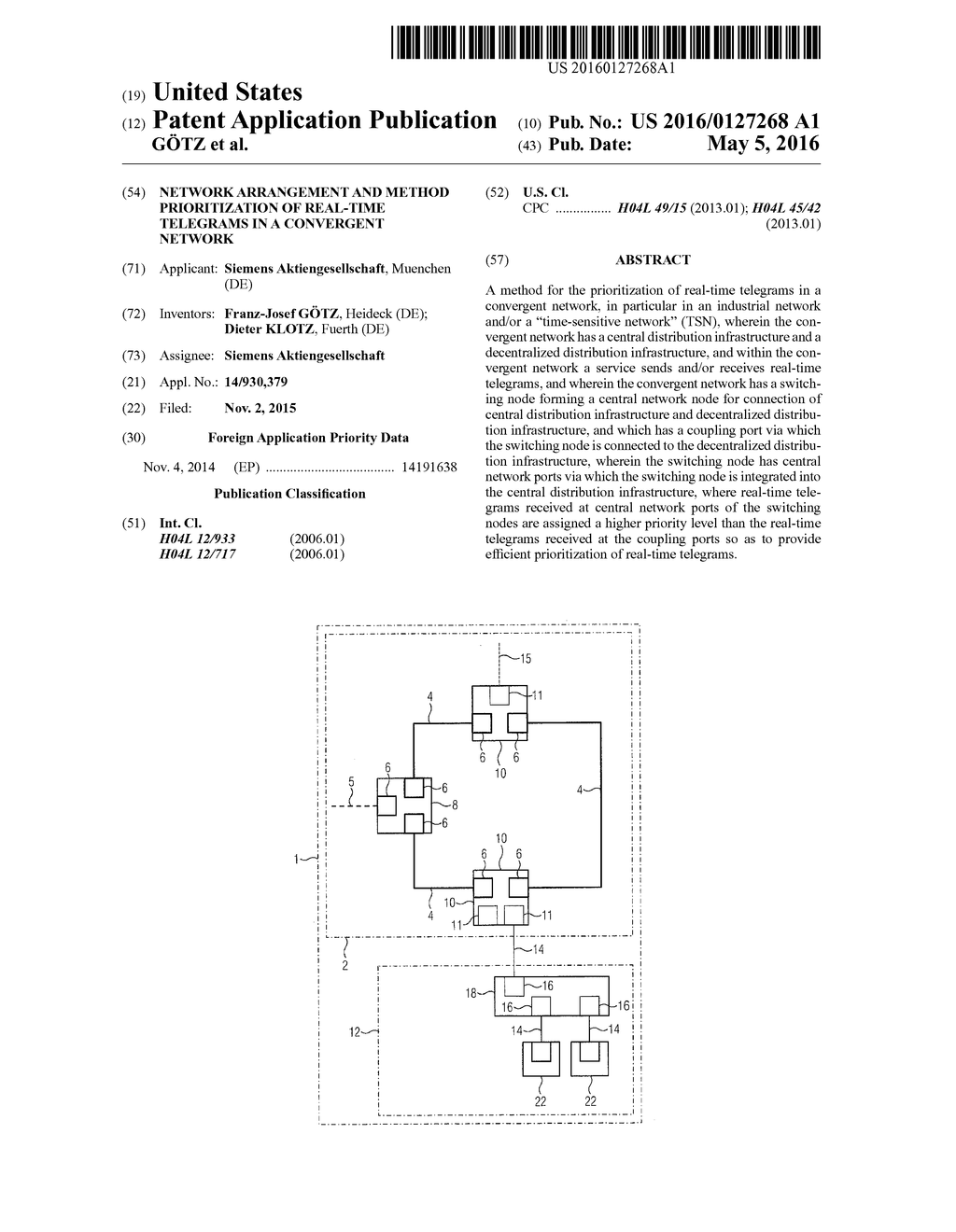 Network Arrangement and Method Prioritization of Real-Time Telegrams in a     Convergent Network - diagram, schematic, and image 01