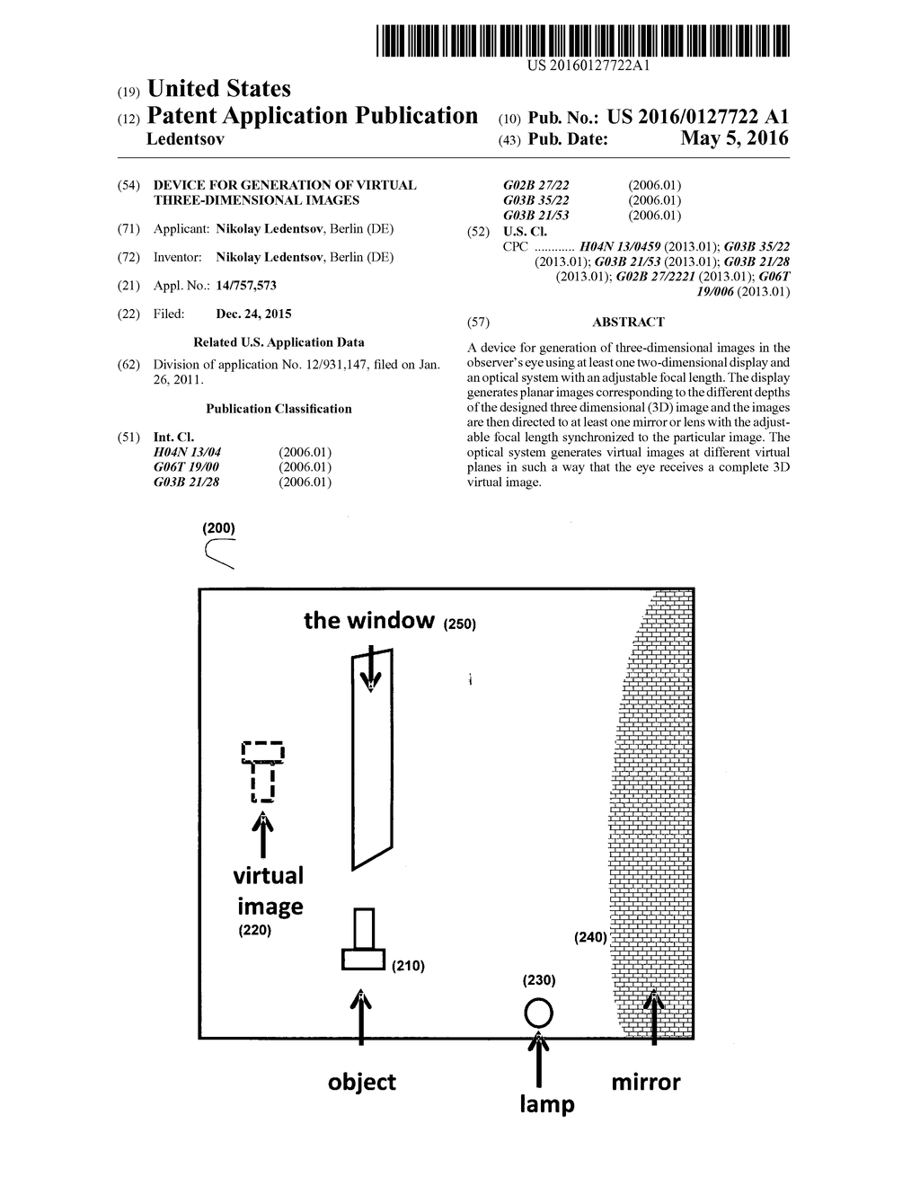 Device for generation of virtual three-dimensional images - diagram, schematic, and image 01