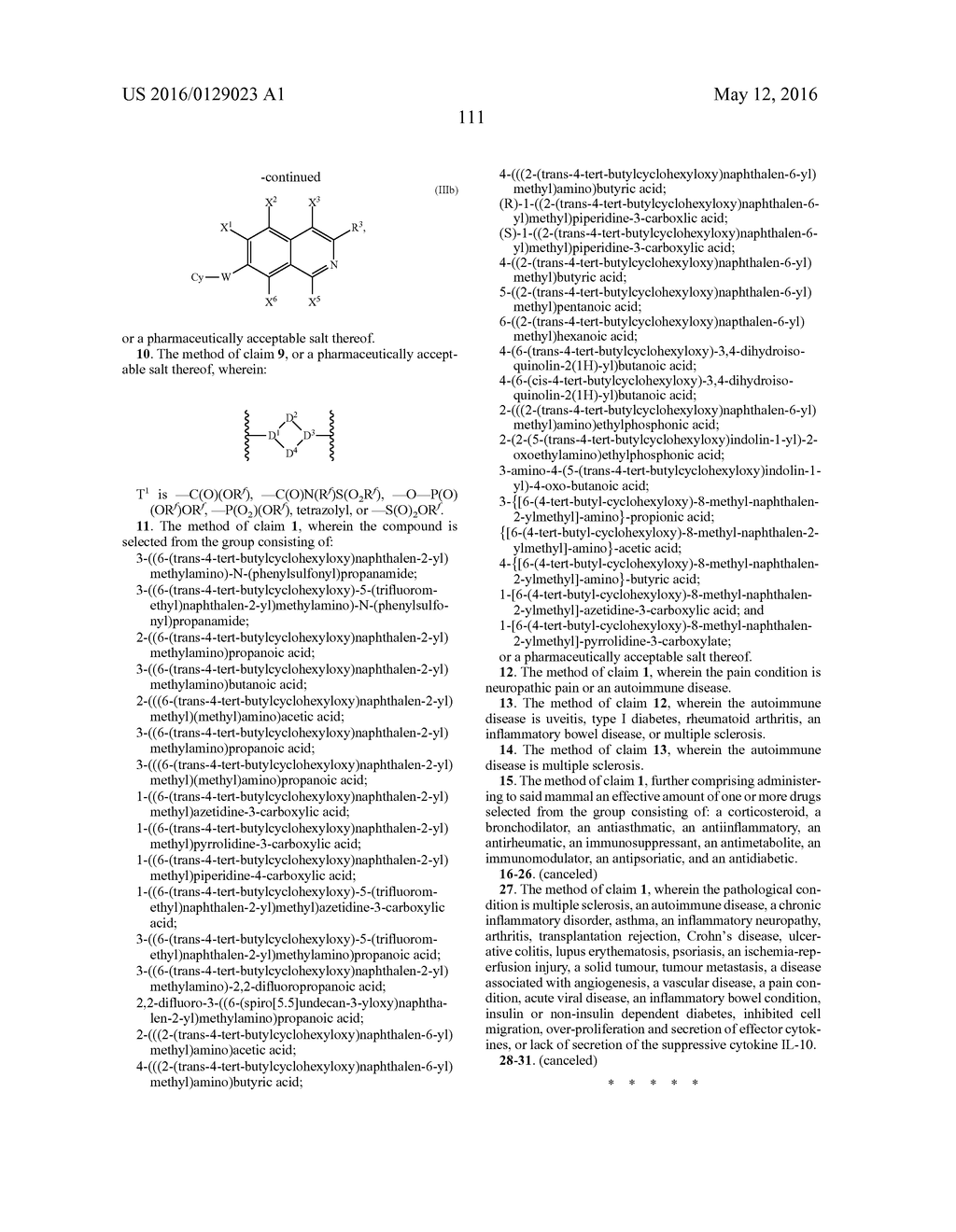 BICYCLIC ARYL SPHINGOSINE 1-PHOSPHATE ANALOGS - diagram, schematic, and image 112