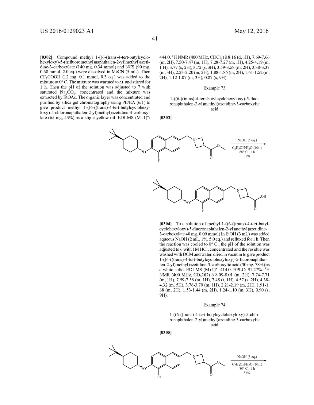 BICYCLIC ARYL SPHINGOSINE 1-PHOSPHATE ANALOGS - diagram, schematic, and image 42