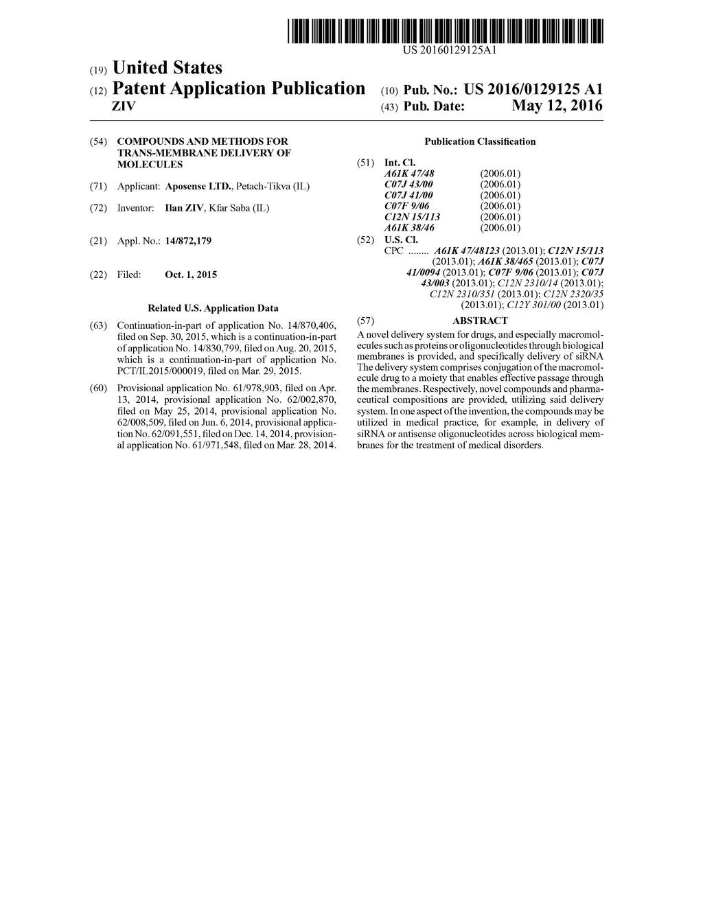 COMPOUNDS AND METHODS FOR TRANS-MEMBRANE DELIVERY OF MOLECULES - diagram, schematic, and image 01