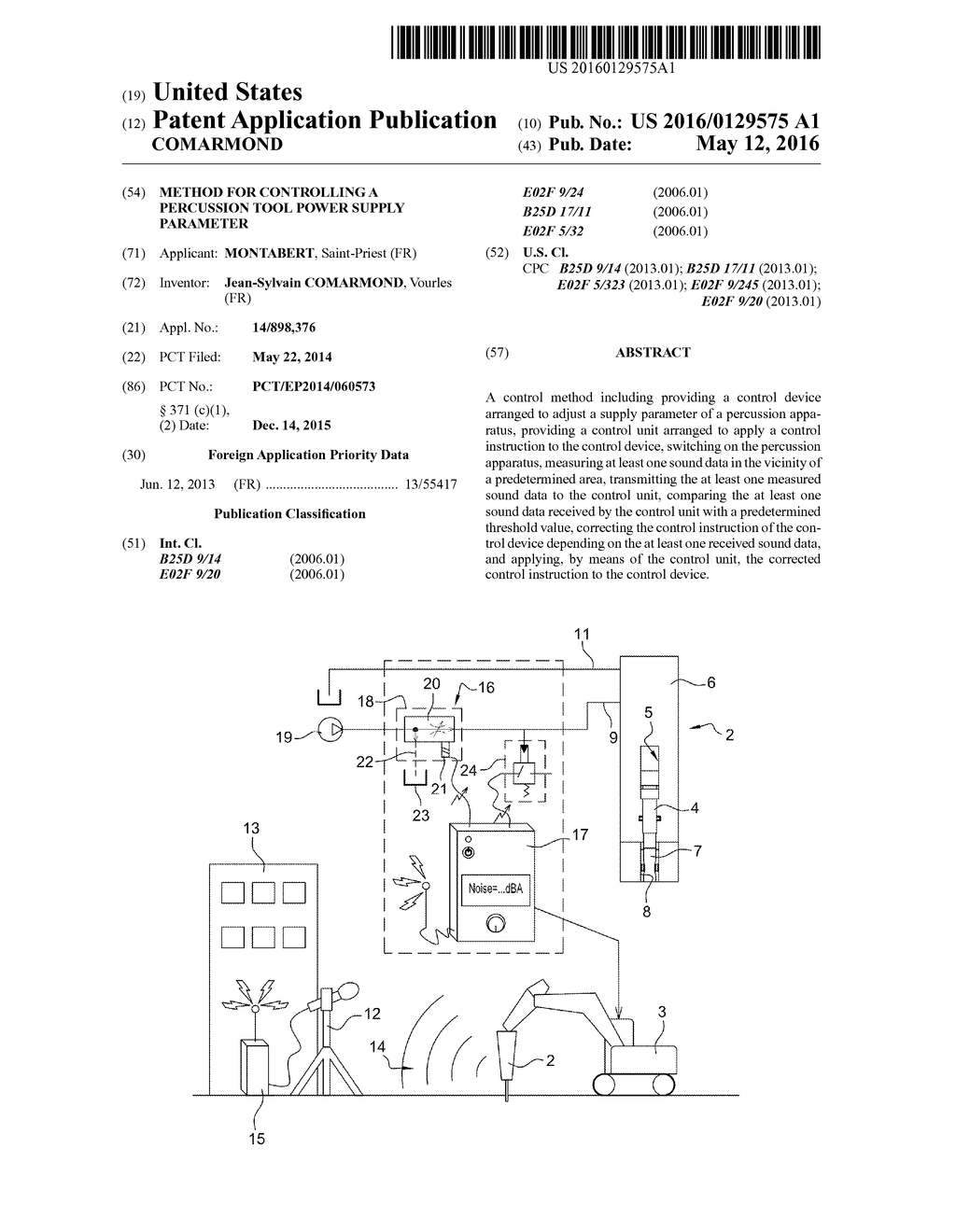 METHOD FOR CONTROLLING A PERCUSSION TOOL POWER SUPPLY PARAMETER - diagram, schematic, and image 01