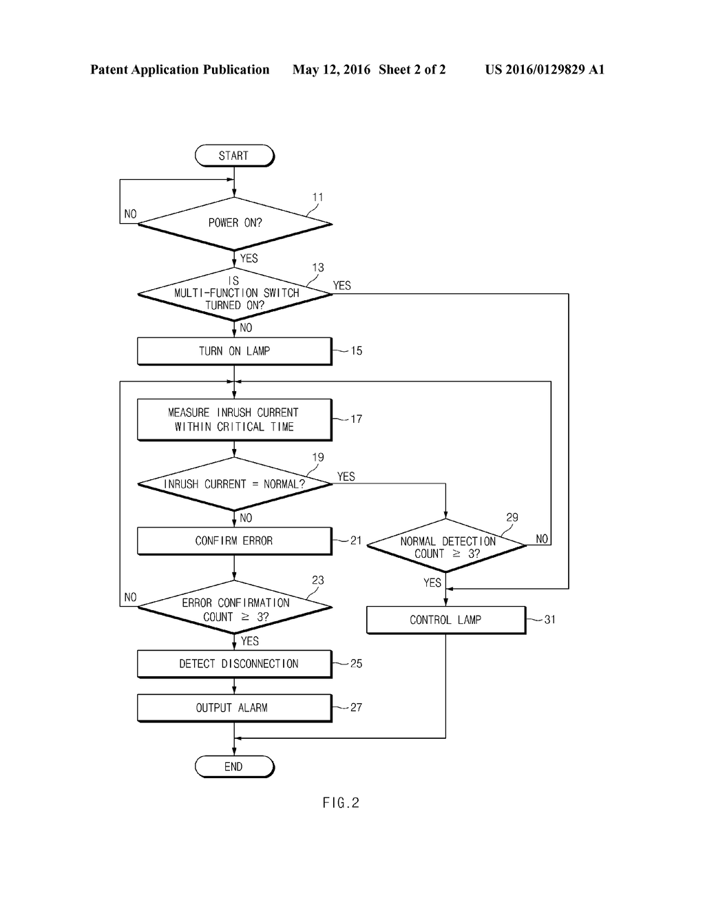 APPARATUS AND METHOD FOR DETECTING DISCONNNECTION OF LAMPS - diagram, schematic, and image 03