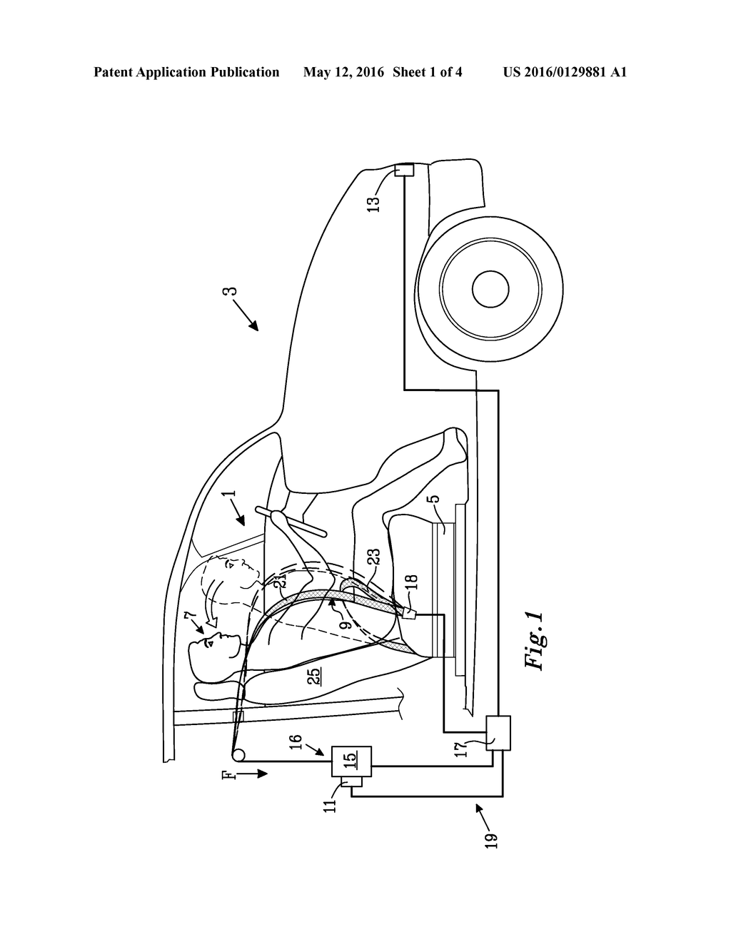 METHOD FOR CONTROLLING A TIME OF ACTIVATION OF A REVERSIBLE RESTRAINT     SYSTEM IN A VEHICLE - diagram, schematic, and image 02