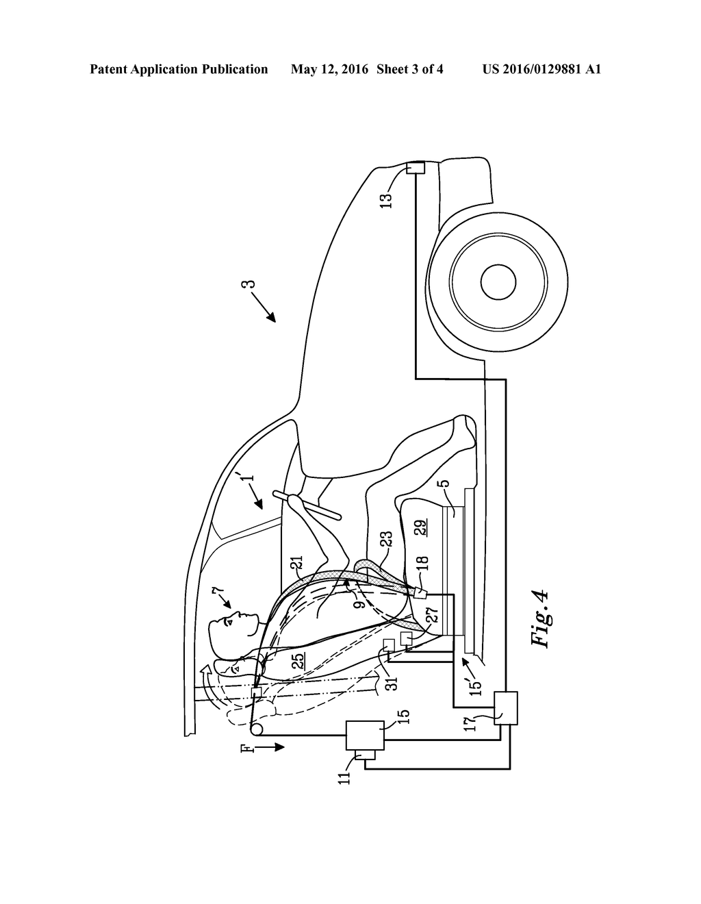 METHOD FOR CONTROLLING A TIME OF ACTIVATION OF A REVERSIBLE RESTRAINT     SYSTEM IN A VEHICLE - diagram, schematic, and image 04