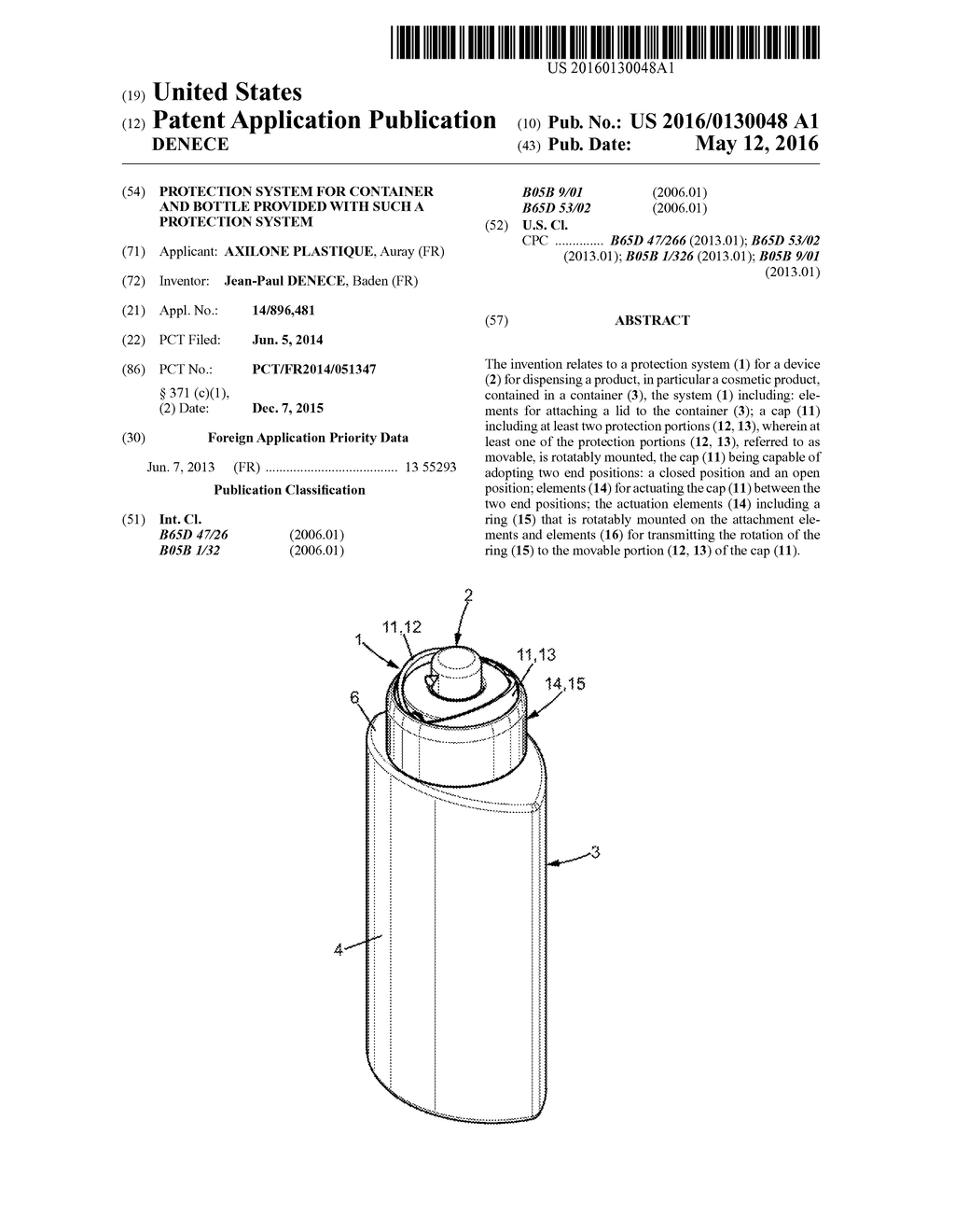 PROTECTION SYSTEM FOR CONTAINER AND BOTTLE PROVIDED WITH SUCH A PROTECTION     SYSTEM - diagram, schematic, and image 01