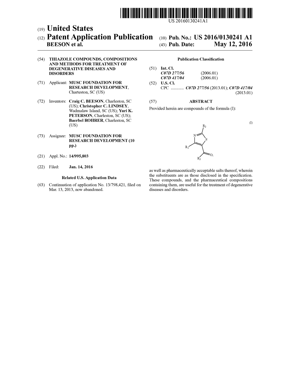 THIAZOLE COMPOUNDS, COMPOSITIONS AND METHODS FOR TREATMENT OF DEGENERATIVE     DISEASES AND DISORDERS - diagram, schematic, and image 01