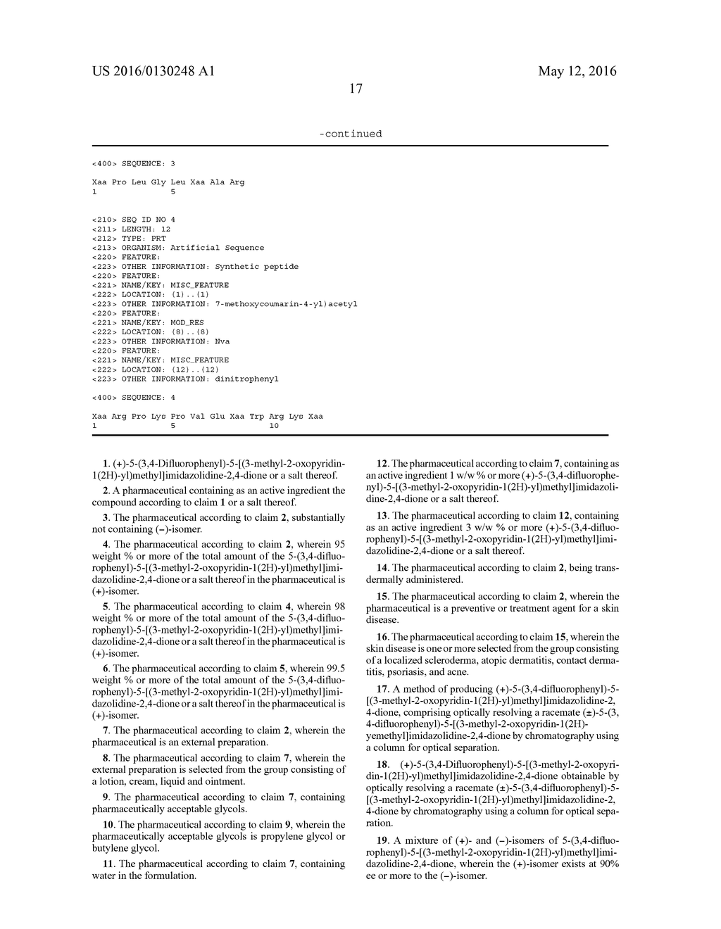 (+)-5-(3,4-DIFLUOROPHENYL)-5-[(3-METHYL-2-OXOPYRIDIN-1(2H)-YL)METHYL]IMIDA-    ZOLIDINE-2,4-DIONE AND DRUG CONTAINING SAME - diagram, schematic, and image 18