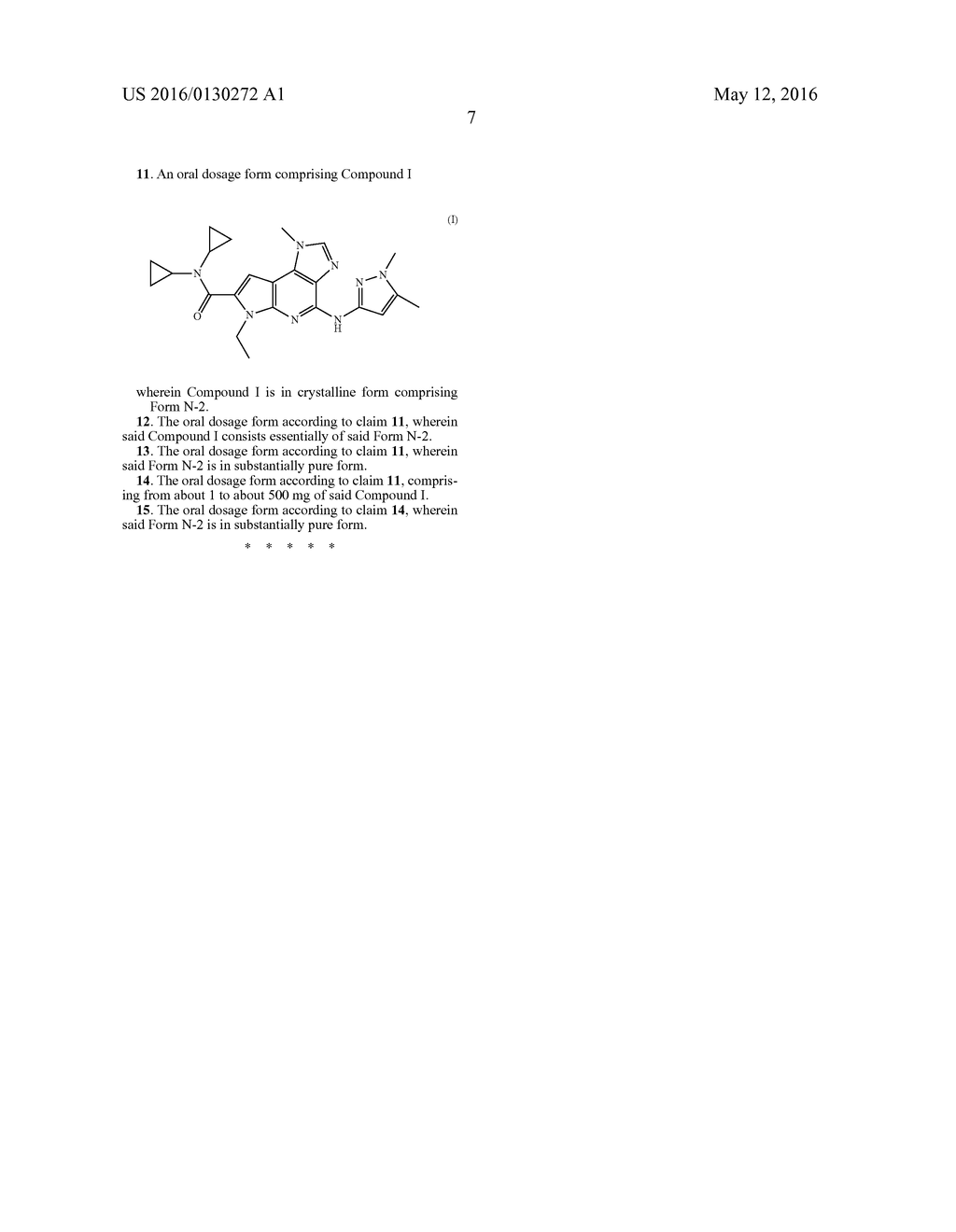 CRYSTALLINE FORMS OF     N,N-DICYCLOPROPYL-4-(1,5-DIMETHYL-1H-PYRAZOL-3-YLAMINO)-6-ETHYL-1-METHYL--    1,6-DIHYDROIMIDAZO[4,5-D]PYRROLO[2,3-B]PYRIDINE-7-CARBOXIMIDE FOR THE     TREATMENT OF MYELOPROLIFERATIVE DISORDERS - diagram, schematic, and image 11