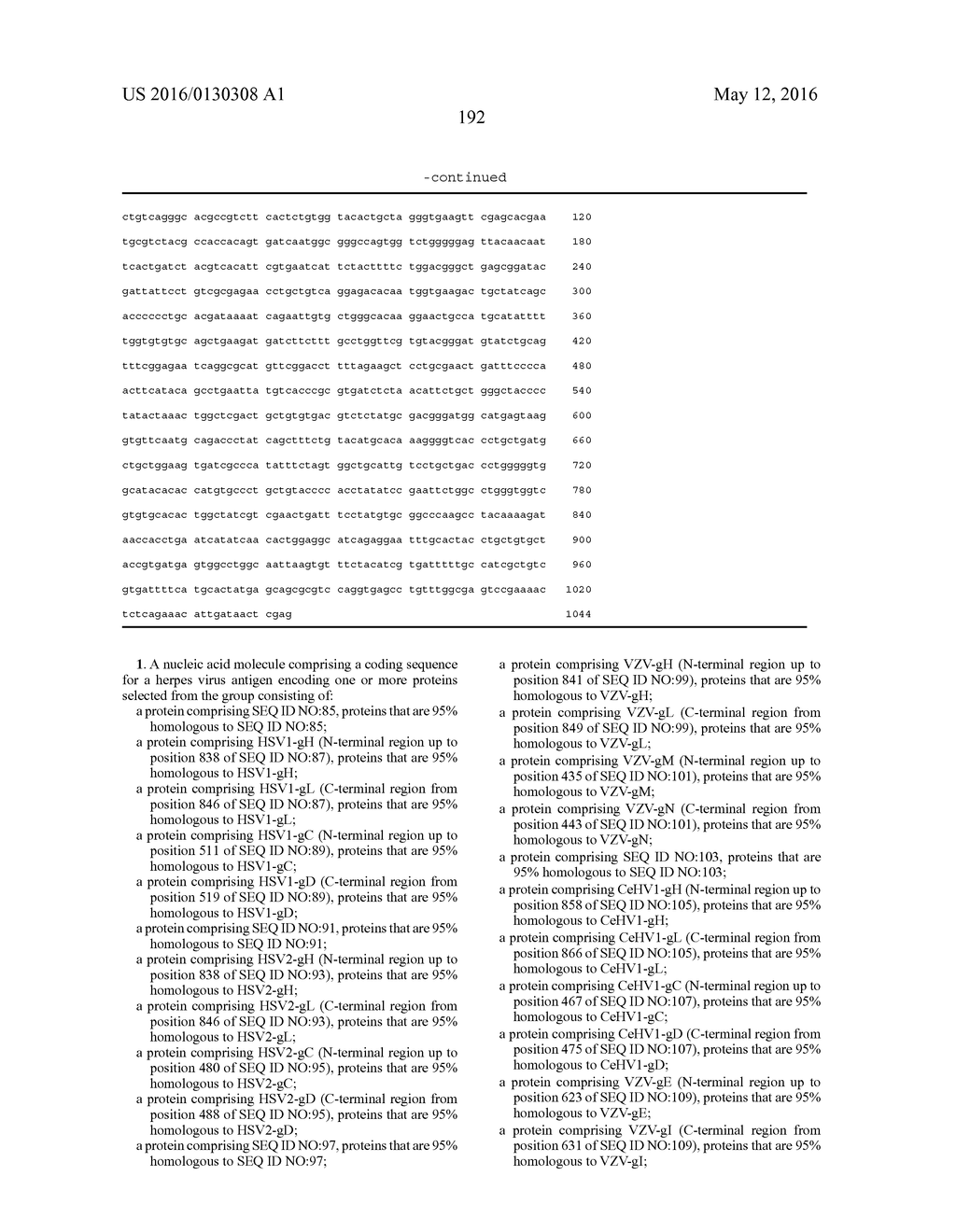 Nucleic Acid Molecules Encoding Novel Herpes Antigens, Vaccine Comprising     The Same, And Methods Of Use Thereof - diagram, schematic, and image 219