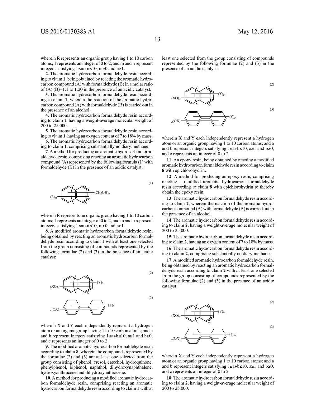 AROMATIC HYDROCARBON FORMALDEHYDE RESIN, MODIFIED AROMATIC HYDROCARBON     FORMALDEHYDE RESIN, AND EPOXY RESIN, AND METHOD FOR PRODUCING THESE - diagram, schematic, and image 14