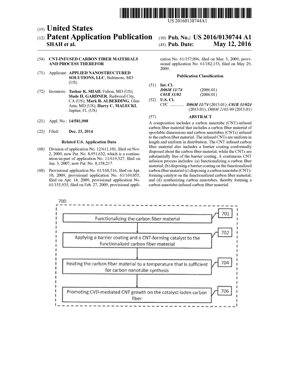 CNT-INFUSED CARBON FIBER MATERIALS AND PROCESS THEREFOR - diagram, schematic, and image 01