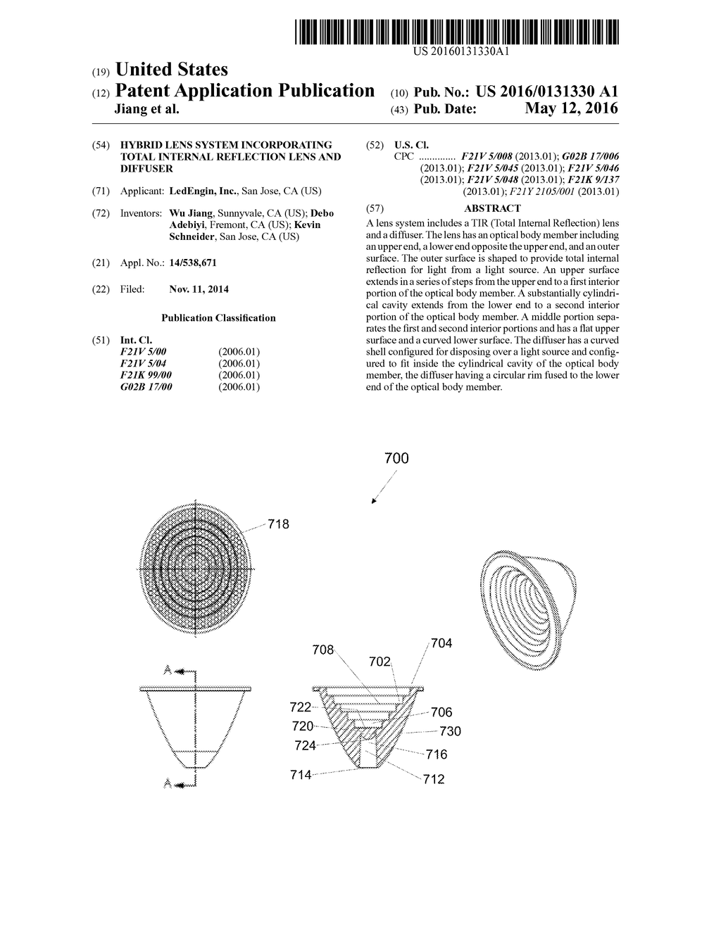 HYBRID LENS SYSTEM INCORPORATING TOTAL INTERNAL REFLECTION LENS AND     DIFFUSER - diagram, schematic, and image 01