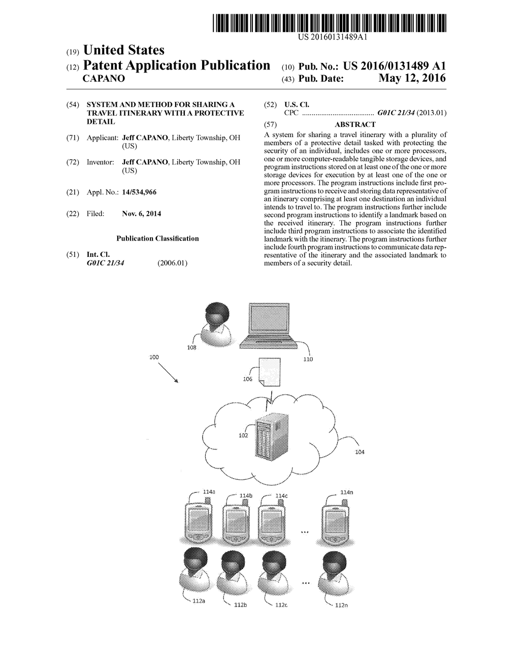 SYSTEM AND METHOD FOR SHARING A TRAVEL ITINERARY WITH A PROTECTIVE DETAIL - diagram, schematic, and image 01