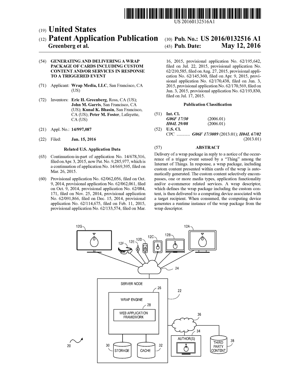 GENERATING AND DELIVERING A WRAP PACKAGE OF CARDS INCLUDING CUSTOM CONTENT     AND/OR SERVICES IN RESPONSE TO A TRIGGERED EVENT - diagram, schematic, and image 01