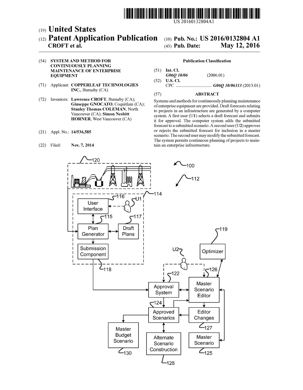 SYSTEM AND METHOD FOR CONTINUOUSLY PLANNING MAINTENANCE OF ENTERPRISE     EQUIPMENT - diagram, schematic, and image 01