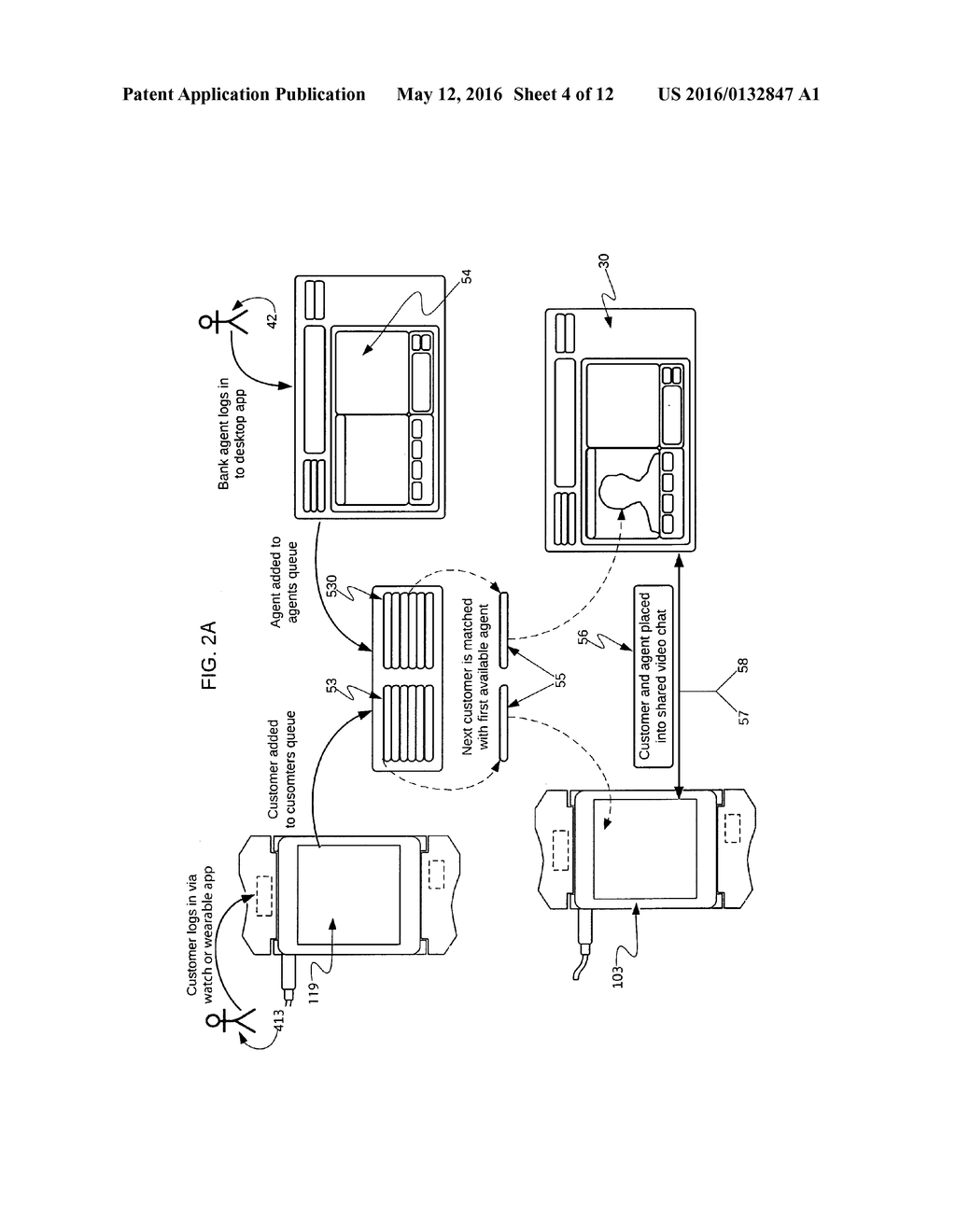 System, method, and computer program for conducting online banking using a     computer, a mobile communication device, or a wearable mobile     communication device and a human teller - diagram, schematic, and image 05