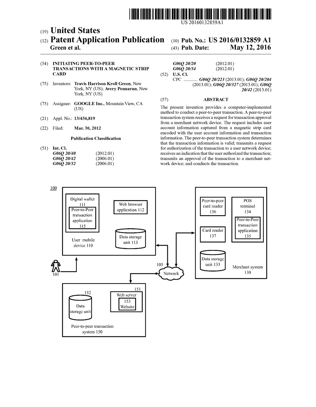 INITIATING PEER-TO-PEER TRANSACTIONS WITH A MAGNETIC STRIP CARD - diagram, schematic, and image 01