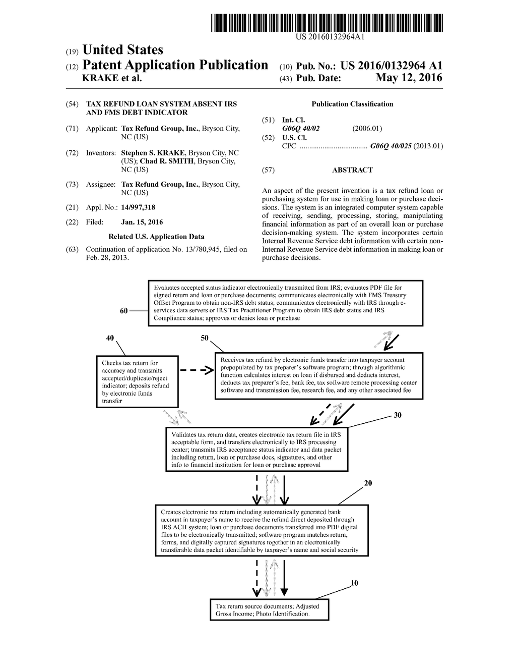 TAX REFUND LOAN SYSTEM ABSENT IRS AND FMS DEBT INDICATOR - diagram, schematic, and image 01